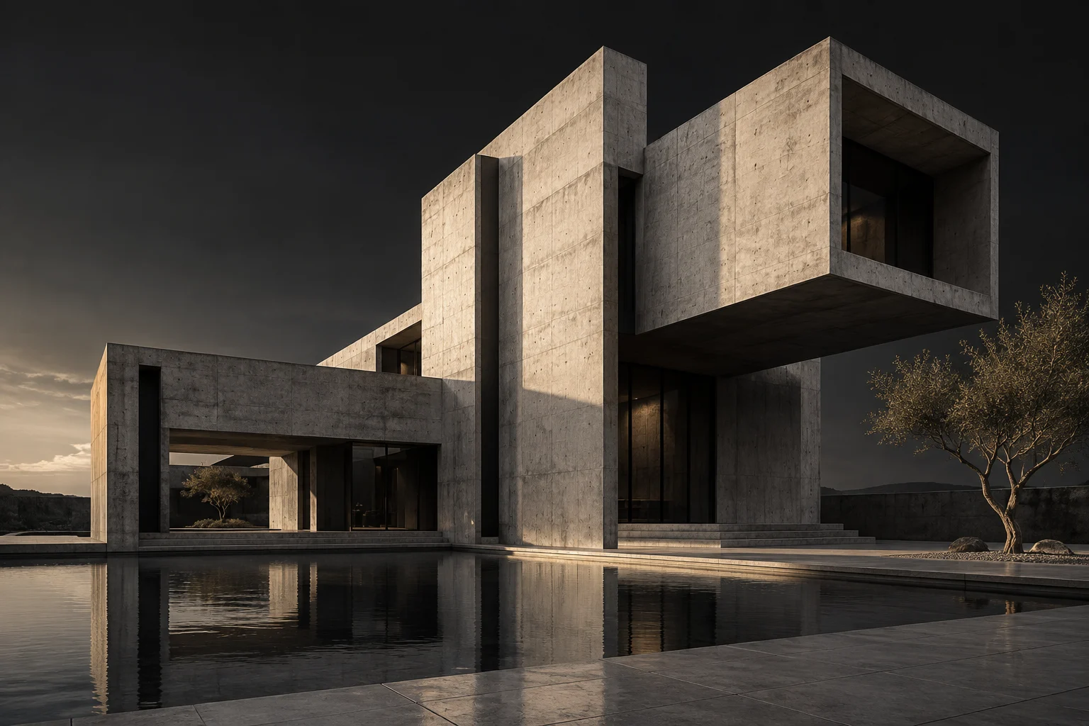 Architectural study of light and concrete